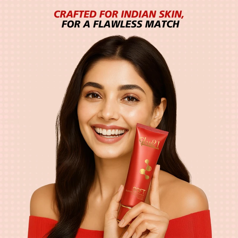 Glam21 Blendable Tube Foundation | Hides Skin Imperfections, Dark Spots, Fine lines | Lightweight | Suitable for All | 6 Shades Match Indian Skin Tones | 70gm|04-Sand thumbnail 4