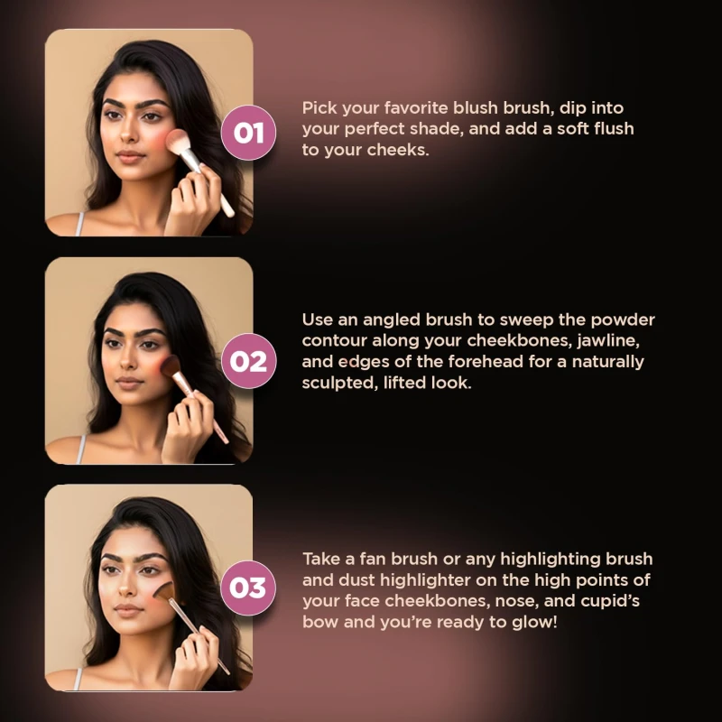 Glam21 Blush &amp; Highlighter Palette|Silky Smooth Pigments for Long-Lasting Shimmer Glow | Buildable Radiance | Lightweight &amp; Blendable Formula | Suitable for All Indian Skin Tones | 21.5 gm - Chic -01 - Thumbnail 6