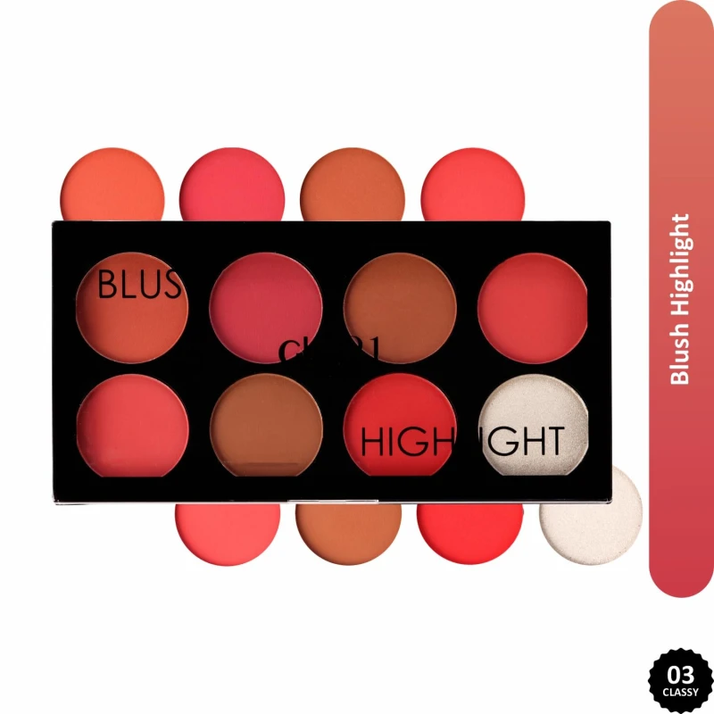 Glam21 Blush &amp; Highlighter Palette|Silky Smooth Pigments for Long-Lasting Shimmer Glow | Buildable Radiance | Lightweight &amp; Blendable Formula | Suitable for All Indian Skin Tones | 21.5 gm - Classy-03 thumbnail 2