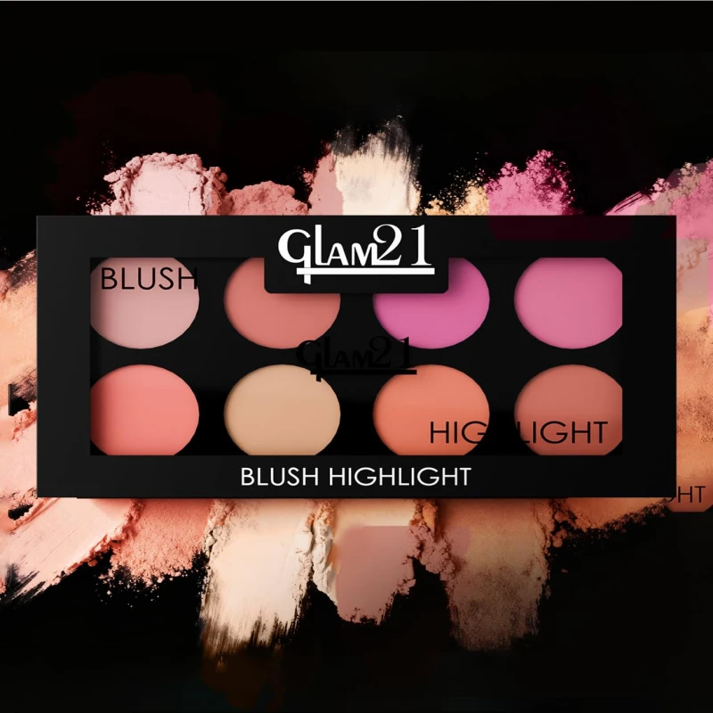 Glam21 Blush &amp; Highlighter Palette|Silky Smooth Pigments for Long-Lasting Shimmer Glow | Buildable Radiance | Lightweight &amp; Blendable Formula | Suitable for All Indian Skin Tones | 21.5 gm - Ralph -04 thumbnail 5