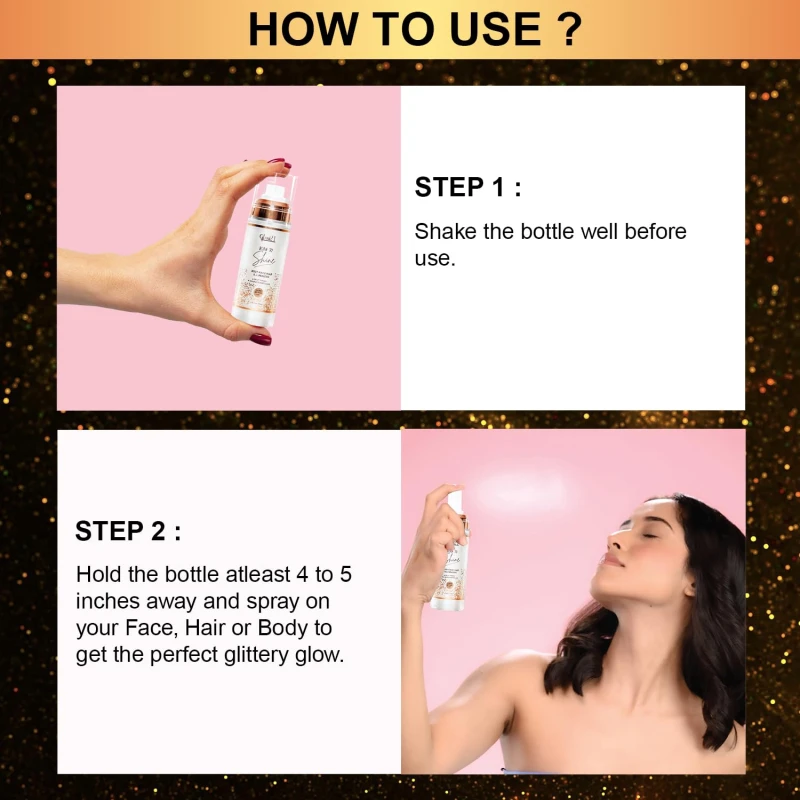 Glam21 Born to Shine Long-Lasting Illuminiser | Non-Transferable | Dewy Finish with Holographic Shimmer Particles | Multi-Use for Hair, Body &amp; Face | Holo | 100ml - Thumbnail 5