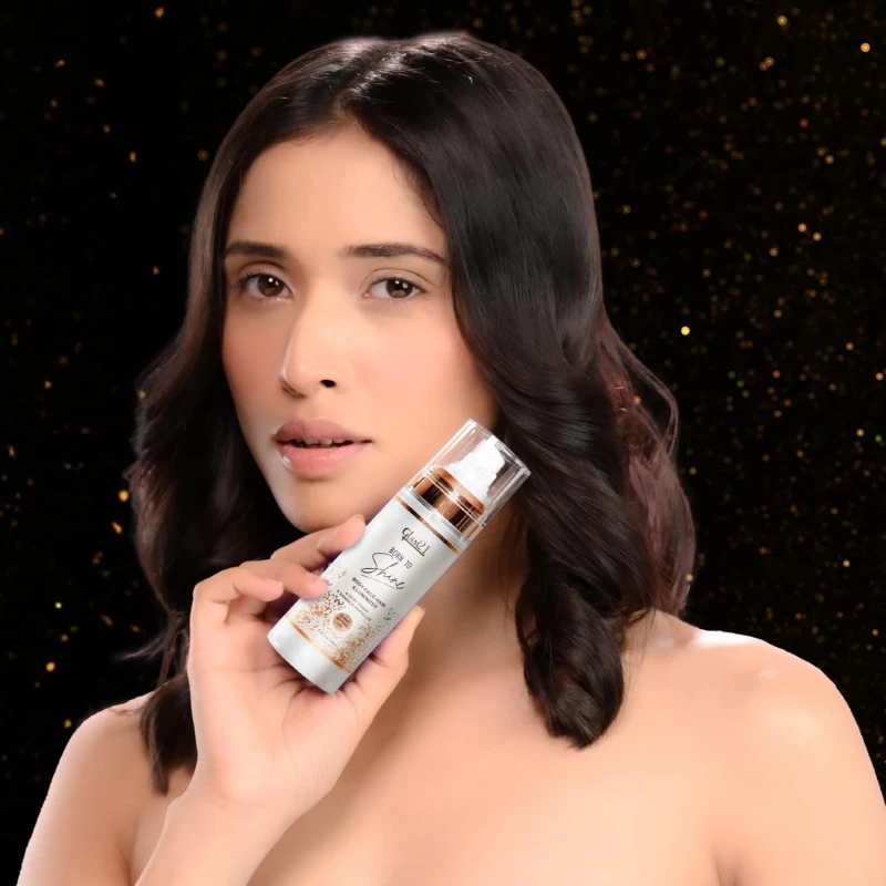 Glam21 Born to Shine Long-Lasting Illuminiser | Non-Transferable | Dewy Finish with Holographic Shimmer Particles | Multi-Use for Hair, Body &amp; Face | Holo | 100ml - Thumbnail 6
