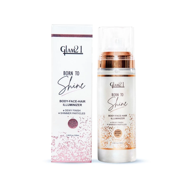 Glam21 Born to Shine Long-Lasting Illuminiser | Non-Transferable | Dewy Finish with Holographic Shimmer Particles | Multi-Use for Hair, Body &amp; Face | Holo | 100ml - Thumbnail 7