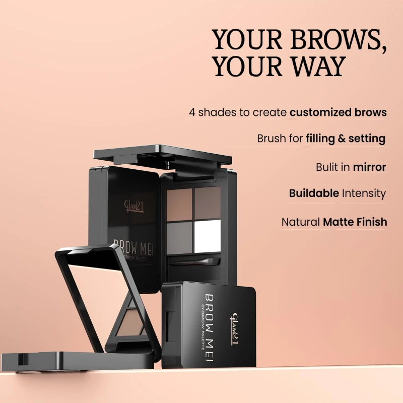 Glam21 Brow Me Eyebrow Palette | Micro Pigments for Precise Brows | Smudge-Proof &amp; Long Lasting | All-in-One Eye Makeup Kit | Natural &amp; Defined Finish | 9gm- Seductive-01 thumbnail 4