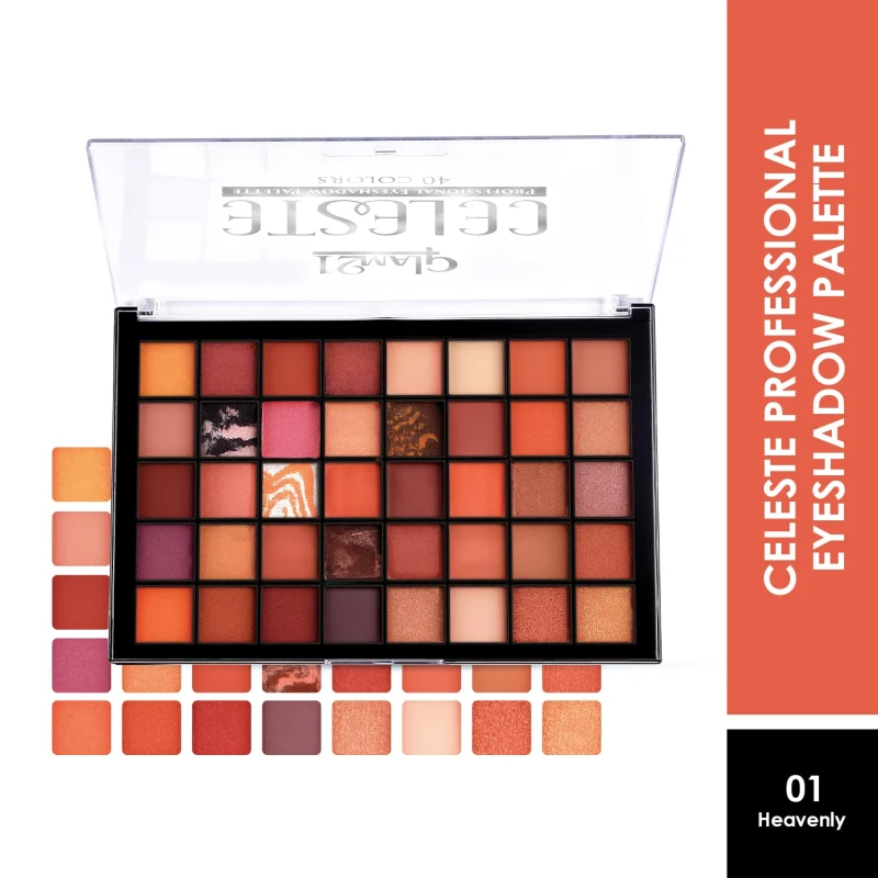 Glam21 Celeste Professional Eyeshadow Palette | All-in-One Eyeshadow Palette &amp; Highly Pigmented | 40 Selected Shades| Matte &amp; Shimmer Shades - 50gm | Heavenly-01 - Thumbnail 2