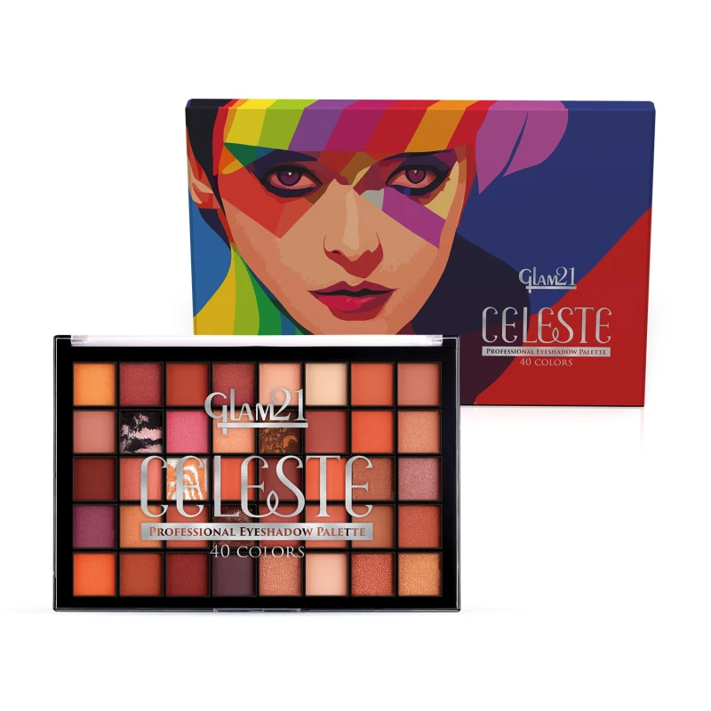 Glam21 Celeste Professional Eyeshadow Palette | All-in-One Eyeshadow Palette &amp; Highly Pigmented | 40 Selected Shades| Matte &amp; Shimmer Shades - 50gm | Heavenly-01 - Thumbnail 9
