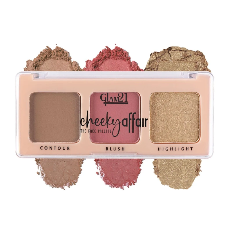 Glam21 Cheeky Affair The Face Palette |Multipurpose Palette 3 In 1 Contour, Blush &amp; Highlight Palette |Long-Lasting Formula | Waterproof | Sweatproof | Perky-8.6Gm thumbnail 9