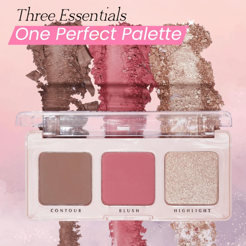 Glam21 Cheeky Affair The Face Palette |Multipurpose Palette 3 In 1 Contour, Blush &amp; Highlight Palette |Long-Lasting Formula | Waterproof | Sweatproof | Tangy-8.6Gm - Thumbnail 6