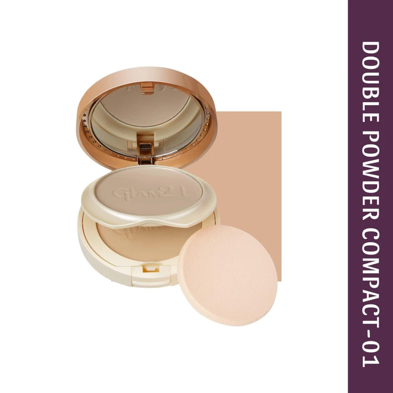 Glam21, Clear &amp; Bright Silk, 2-in-1 Compact Powder|Daily Makeup | Oil Free &amp; Sweat Resistant Formula | All Skin Type| Marble-01 thumbnail 2