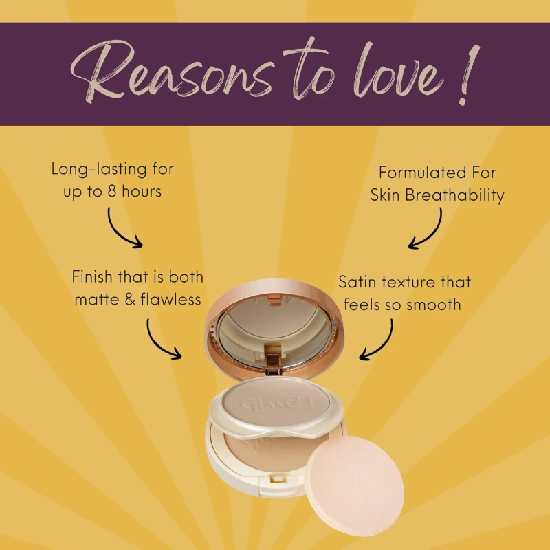 Glam21, Clear &amp; Bright Silk, 2-in-1 Compact Powder|Daily Makeup | Oil Free &amp; Sweat Resistant Formula | All Skin Type| Marble-01 thumbnail 3