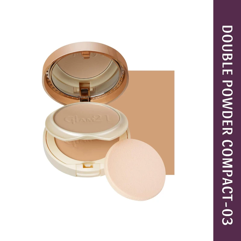Glam21, Clear &amp; Bright Silk, 2-in-1 Compact Powder|Daily Makeup | Oil Free &amp; Sweat Resistant Formula | All Skin Type|Shell-03 thumbnail 2