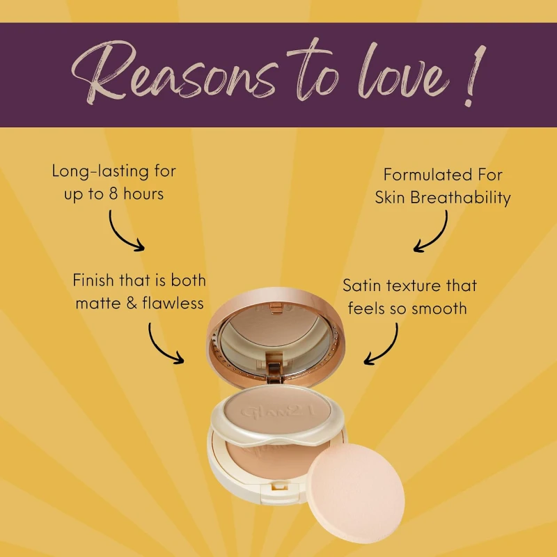 Glam21, Clear &amp; Bright Silk, 2-in-1 Compact Powder|Daily Makeup | Oil Free &amp; Sweat Resistant Formula | All Skin Type|Shell-03 thumbnail 3