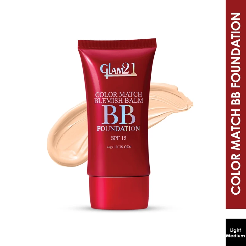 Glam21 Color Match BB Foundation SPF15 I Dual Purpose of Foundation &amp; Sunscreen Blemish-free Glow | Non-cakey Daily Use | Non-greasy &amp; Lightweight|Long-lasting Radiant Makeover| 46gm - 03 Light Medium thumbnail 2