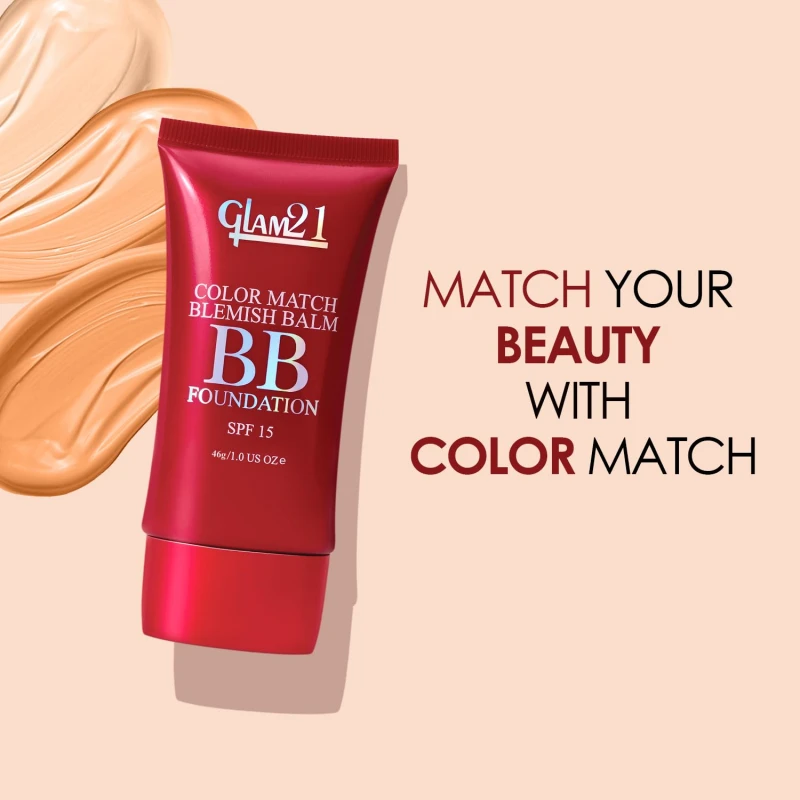 Glam21 Color Match BB Foundation SPF15 I Dual Purpose of Foundation &amp; Sunscreen Blemish-free Glow | Non-cakey Daily Use | Non-greasy &amp; Lightweight|Long-lasting Radiant Makeover| 46gm - 03 Light Medium thumbnail 4