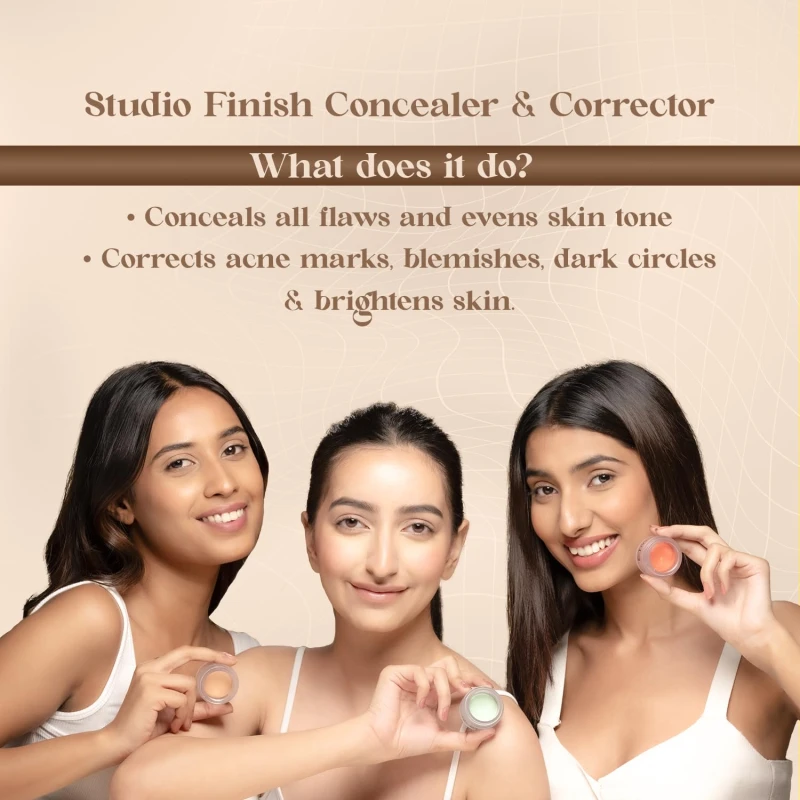 Glam21 Conceal Me Studio Finish Concealer &amp; Corrector |F ull Coverage Yet Lightweight | Easily Blendable Cream Concealer for Dark Circles &amp; Blemishes | 7gm-Yellow Correctorr-07 thumbnail 6