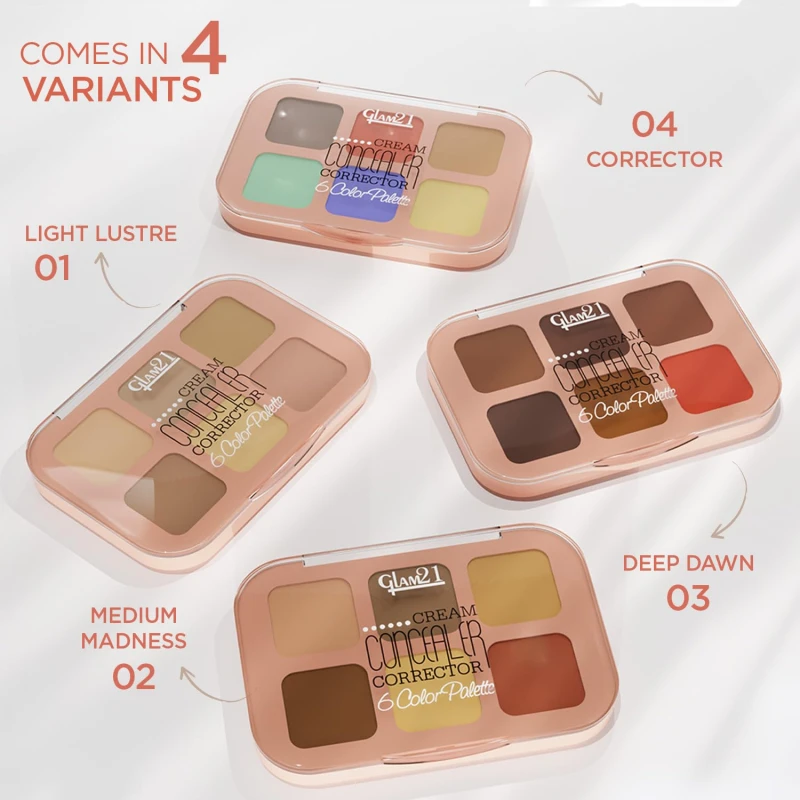 Glam21 Cream Concealer Corrector Palette |Creamy texture | Flawless &amp; Buildable Coverage |Crease-proof formula |Easy To Blend &amp; Lightweight Concealer For Face Makeup (9gm) - 01- Light Lustre thumbnail 6