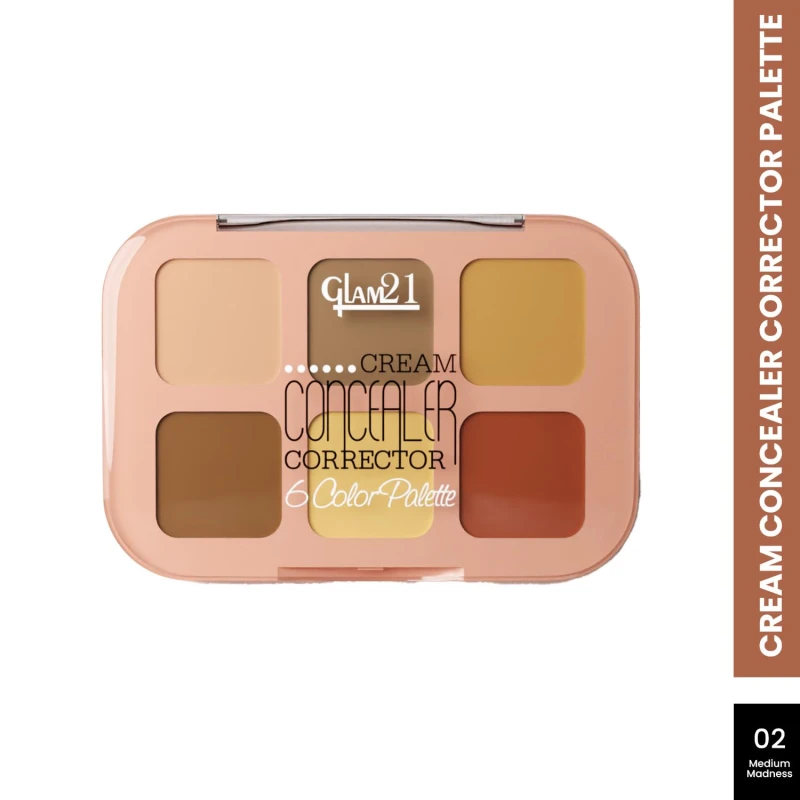Glam21 Cream Concealer Corrector Palette |Creamy texture | Flawless &amp; Buildable Coverage |Crease-proof formula |Easy To Blend &amp; Lightweight Concealer For Face Makeup (9gm) - 02- Medium Madness thumbnail 2