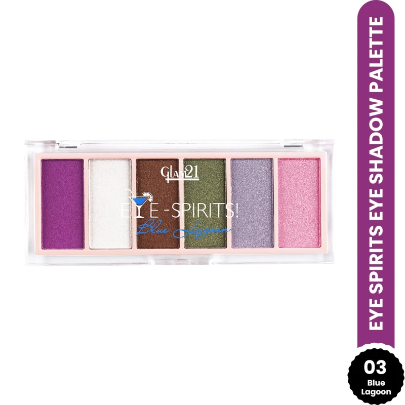 Glam21 Eye Spirits Eyeshadow Palette | Highly Pigmented Matte &amp; Shimmer Shades | Blendable &amp; Crease-Proof Formula | Long Lasting Eye Makeup Palette | 18gm, Blue Lagoon-03 - Thumbnail 2
