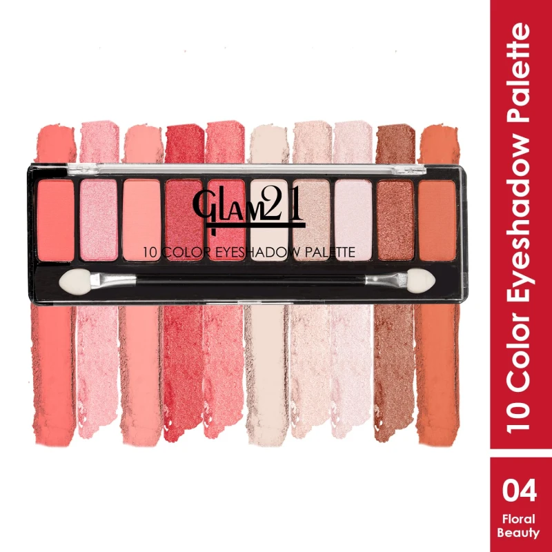 Glam21 Floral beauty 10 Color Eyeshadow Palette |Long-Lasting | Smudge Free | Long Wearing And Easily Blendable Eye Makeup Palette Matte, Shimmery And Metallic Finish Floral beauty thumbnail 2