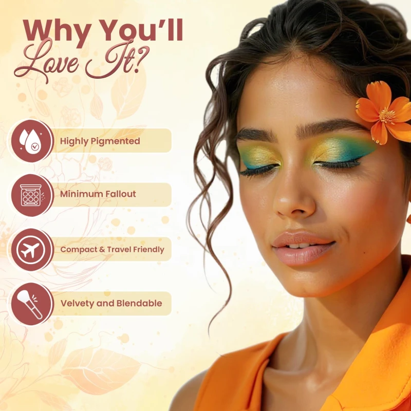 Glam21 Floral Hues 9 In 1 Eyeshadow Palette | Highly Pigmented | Easy To Carry | Super-Blendable | Mix of Matte and Shimmers Smudge-Proof (7.2 gm) | 03- Tulip thumbnail 3