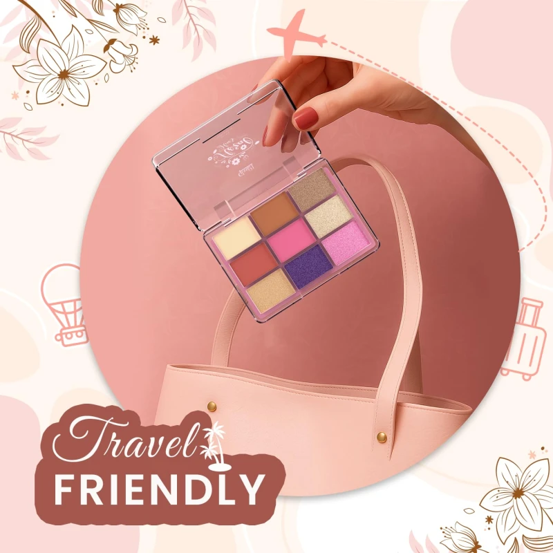 Glam21 Floral Hues 9 In 1 Eyeshadow Palette | Highly Pigmented | Easy To Carry | Super-Blendable | Mix of Matte and Shimmers Smudge-Proof (7.2 gm) | 03- Tulip thumbnail 4
