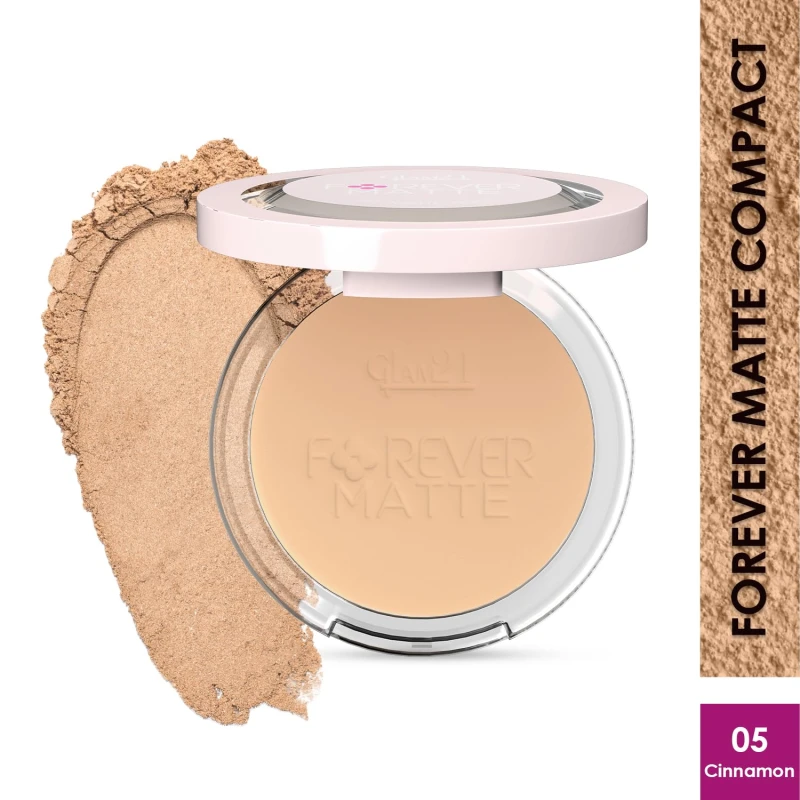 Glam21 Forever Matte Compact |HD Matte Finish| Evens Out Complexion | Hides Imperfections |Stays up to 12 hrs | Lightweight formula | Sweat Proof - Cinnamon 9gm thumbnail 2