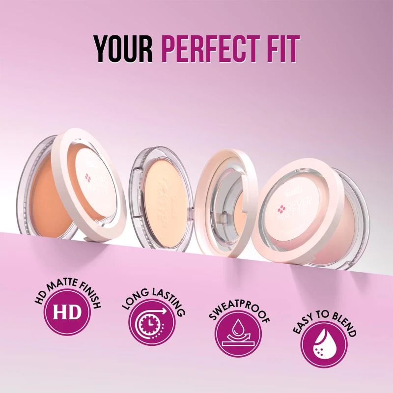Glam21 Forever Matte Compact |HD Matte Finish| Evens Out Complexion | Hides Imperfections |Stays up to 12 hrs | Lightweight formula | Sweat Proof - Cinnamon 9gm thumbnail 3