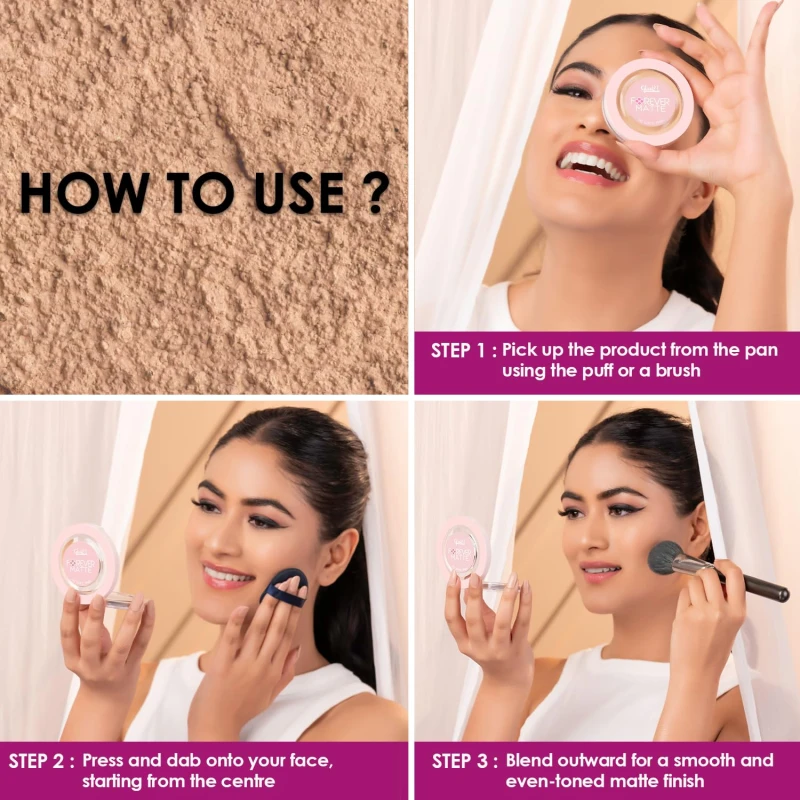 Glam21 Forever Matte Compact |HD Matte Finish| Evens Out Complexion | Hides Imperfections |Stays up to 12 hrs | Lightweight formula | Sweat Proof - Cinnamon 9gm thumbnail 4
