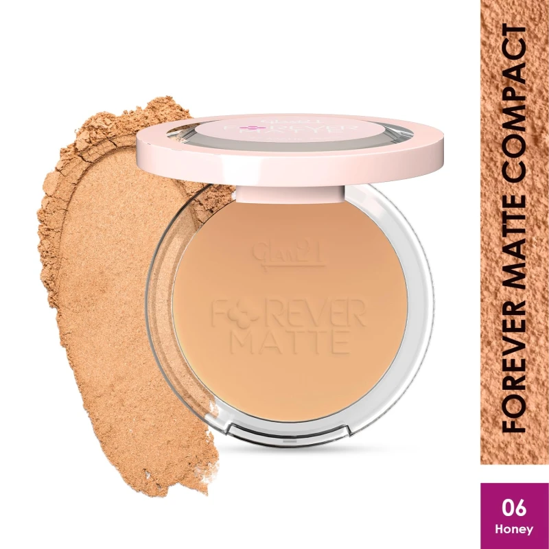 Glam21 Forever Matte Compact |HD Matte Finish| Evens Out Complexion | Hides Imperfections |Stays up to 12 hrs | Lightweight formula | Sweat Proof - Honey 9gm thumbnail 2