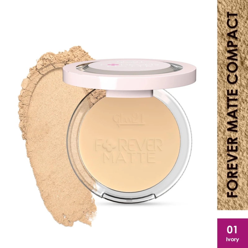 Glam21 Forever Matte Compact |HD Matte Finish| Evens Out Complexion | Hides Imperfections |Stays up to 12 hrs | Lightweight formula | Sweat Proof - Ivory 9gm thumbnail 9