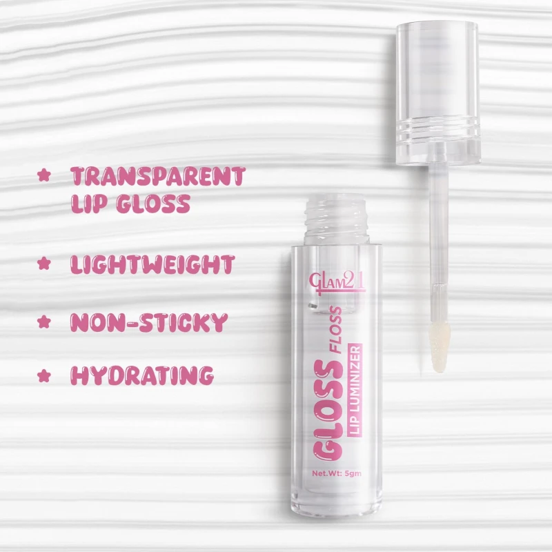 Glam21 Gloss Floss Lip Luminizer|High-Gloss Finish|Non-Sticky Formula| Hydrating Formula| Lightweight |Comfortable Lip Gloss| Everyday Lip Gloss for Natural Look | Transparent |5gm thumbnail 3