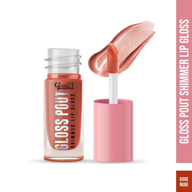 Glam21 Gloss Pout Shimmer Lip Gloss| High Shine |Glossy Finish |Soft &amp; Hydrating Lips | Non-sticky texture | Lightweight | Glass-like shine | Bare Nude-Nude| 7gm thumbnail 2