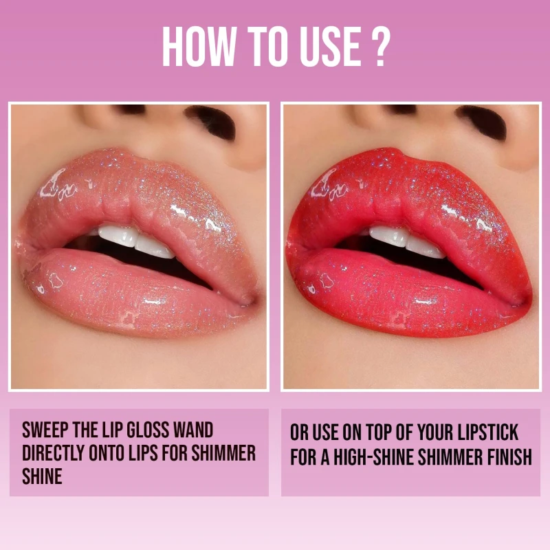 Glam21 Gloss Pout Shimmer Lip Gloss | High Shine |Glossy Finish |Soft &amp; Hydrating Lips | Non-sticky texture | Lightweight | Glass-like shine |Pink Seduction-Pink | 7gm - Thumbnail 4