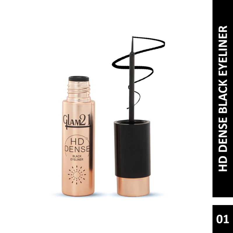 Glam21 HD Dense Eyeliner | Shiny Finish| Highly Pigmented | Intense Black | 12-Hour Stay | Smudge-Proof &amp; Water-Resistant | Glossy Finish | Flake-Free | Precision Brush | 6ml thumbnail 2