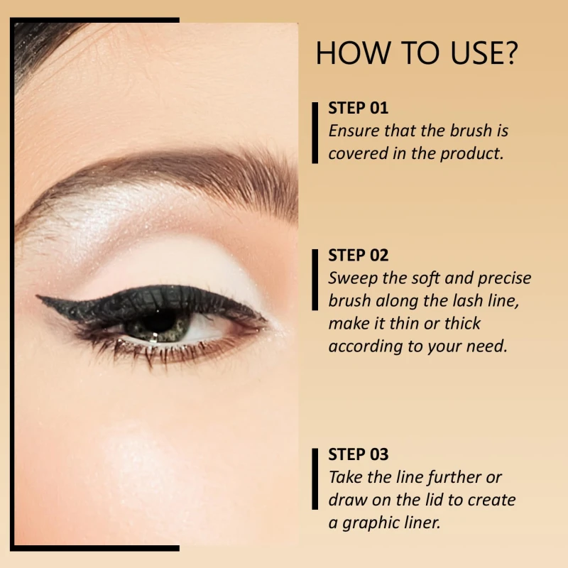 Glam21 HD Dense Eyeliner | Shiny Finish| Highly Pigmented | Intense Black | 12-Hour Stay | Smudge-Proof &amp; Water-Resistant | Glossy Finish | Flake-Free | Precision Brush | 6ml thumbnail 5