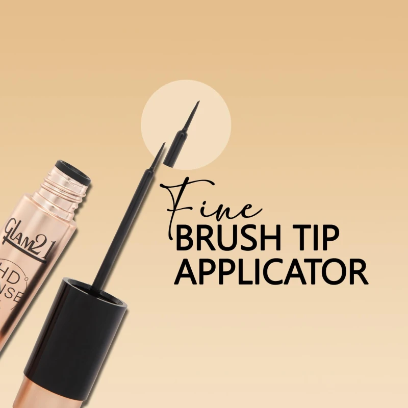 Glam21 HD Dense Eyeliner | Shiny Finish| Highly Pigmented | Intense Black | 12-Hour Stay | Smudge-Proof &amp; Water-Resistant | Glossy Finish | Flake-Free | Precision Brush | 6ml thumbnail 6