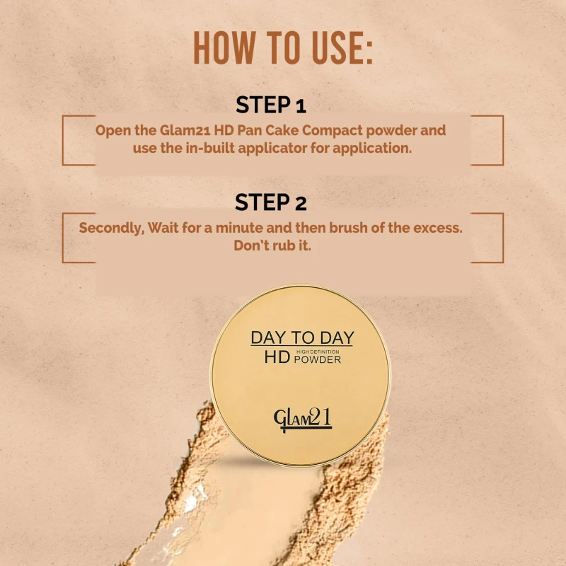 Glam21 HD Pan Cake Compact Powder, 3-in-1 Foundation,Compact, &amp; Concealer for Long-lasting Dazzling Look | Weightless Natural Glow for Daily Use | Soft Matte Finish | 12gm, A1 thumbnail 8