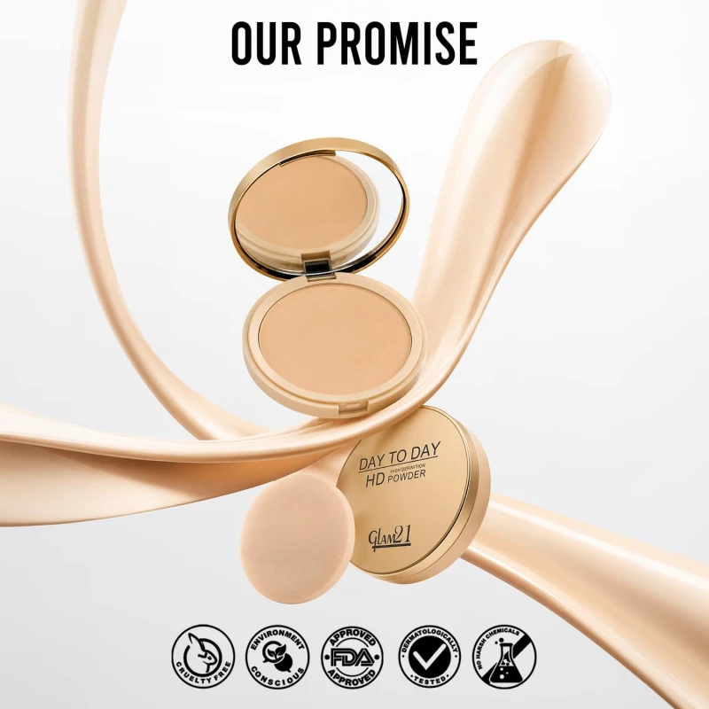 Glam21 HD Pan Cake Compact Powder, 3-in-1 Foundation,Compact, &amp; Concealer for Long-lasting Dazzling Look | Weightless Natural Glow for Daily Use | Soft Matte Finish | 12gm, A1 thumbnail 9