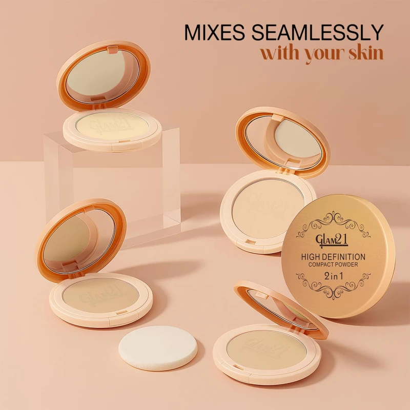 Glam21 High Definition Compact Powder 2-in-1 | Smooth Satin Texture | Long-Lasting Matte Finish | Oil-Control &amp; Buildable Coverage | Suitable for All Skin Types | 18gm | Rose Blush-02 thumbnail 5