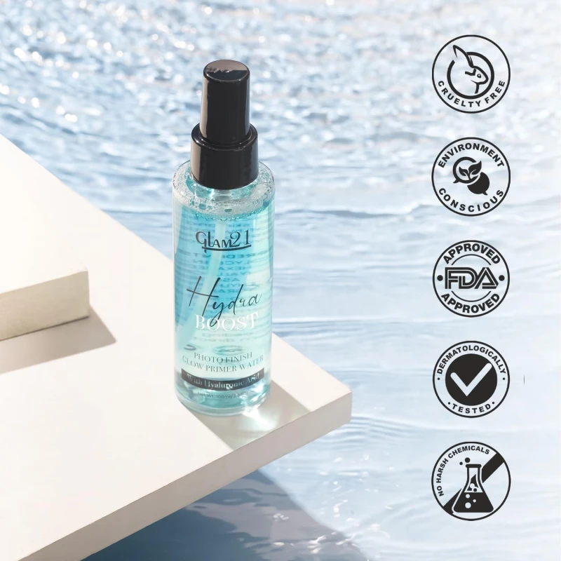 Glam21 Hydra Boost Photo Finish Glow Primer Water | Oil-Control &amp; Lightweight Texture | Hydrating Mist with Hyaluronic Acid | Skin-Prep &amp; Dewy Glow Setting Spray | 100ml thumbnail 7