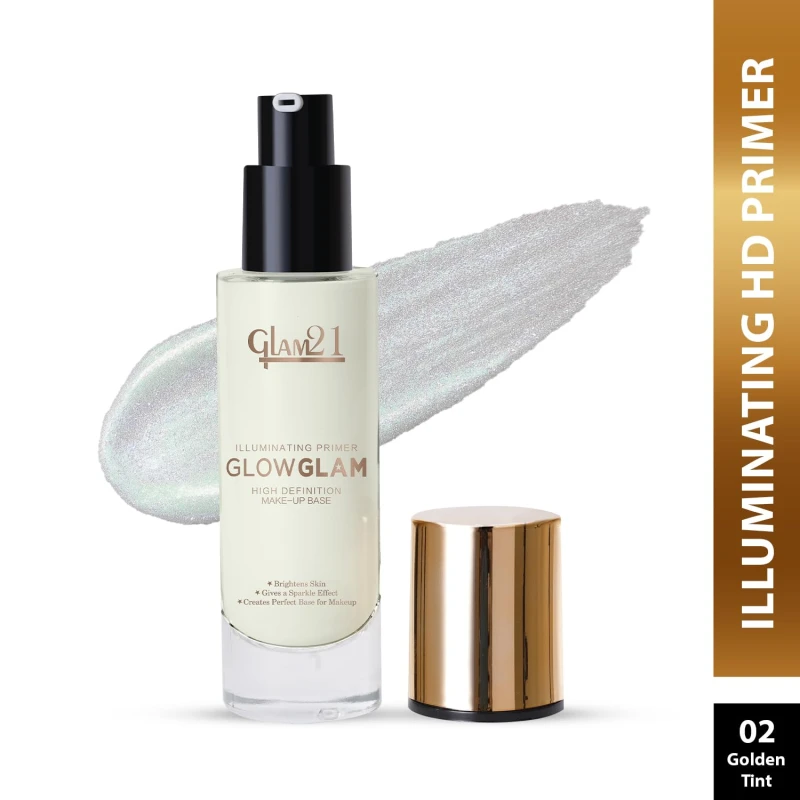 Glam21 Illuminating HD Primer Instant Glow | Non-Greasy Lightweight Formula | Long-lasting | Brightens and Illuminates | Smoothens Matte Finish - GoldenTint -30ml thumbnail 2