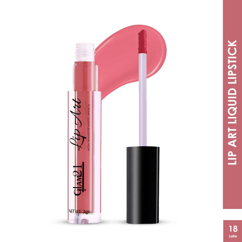 Glam21 Lip Art Non-Transfer Matte Liquid Lipstick | Lightweight, Long-Lasting | Waterproof &amp; Smudge-Proof Lip Colour | Intense Pigment | 3gm -Latte-18 thumbnail 2