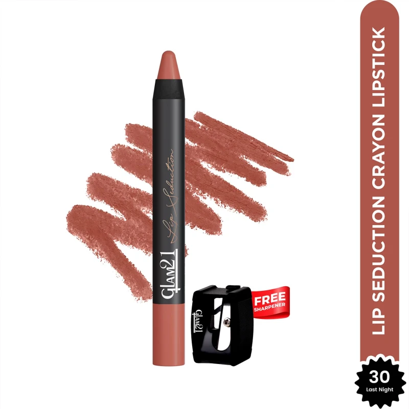 Glam21 Lip Seduction Non- Transfer Crayon Lipstick up to 12 Hours Stay | Lightweight &amp; Longlasting|Creamy Matte | Smudge Proof - 3.6gm| Last Night | 30 thumbnail 3