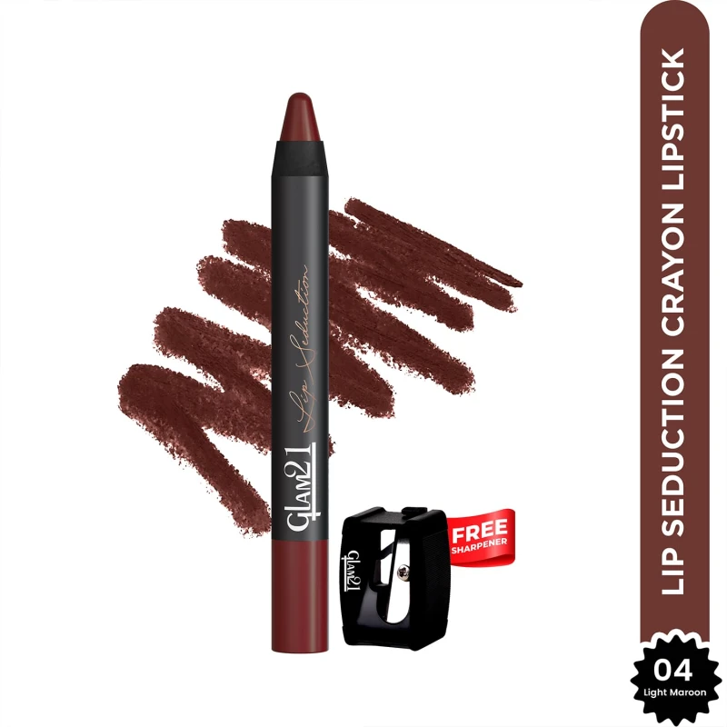 Glam21 Lip Seduction Non- Transfer Crayon Lipstick up to 12 Hours Stay | Lightweight &amp; Longlasting|Creamy Matte | Smudge Proof - 3.6gm|Light Maroon|04 thumbnail 2