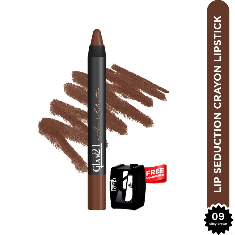 Glam21 Lip Seduction Non- Transfer Crayon Lipstick up to 12 Hours Stay | Lightweight &amp; Longlasting|Creamy Matte | Smudge Proof - 3.6gm|Silky Brown|09 thumbnail 2