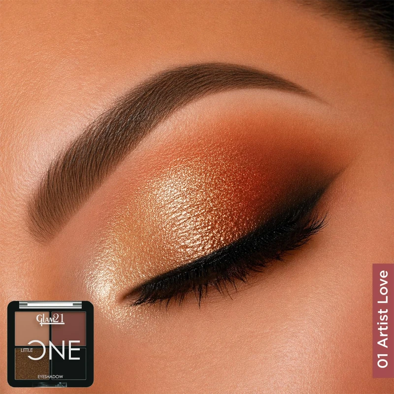 Glam21 Little One 4-in-1 Eyeshadow Palette | Ultra pigmented, Easy to blend | Long Lasting Eye Make Up Kit |Artist Love-01 - Thumbnail 3