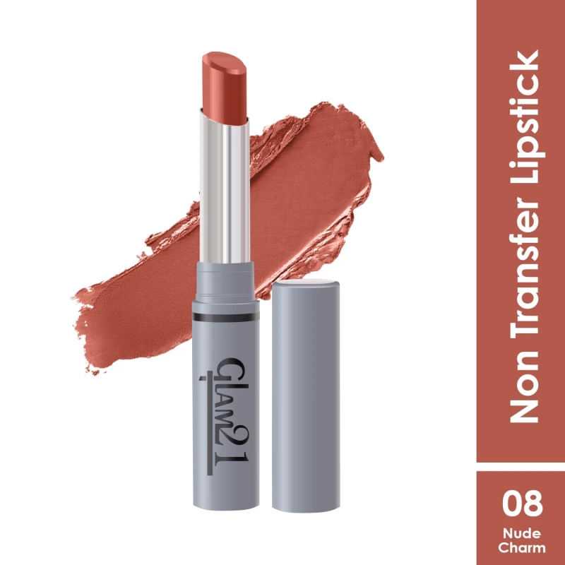 Glam21 Long Lasting Non-Transfer Lipstick|Creamy Matte Formula | Smudge-Free | HD-Colored lips - 2gm|Nude Charm-08 thumbnail 2