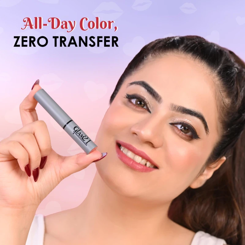 Glam21 Long Lasting Non-Transfer Lipstick|Creamy Matte Formula | Smudge-Free | HD-Colored lips - 2gm|Red Power-02 thumbnail 4