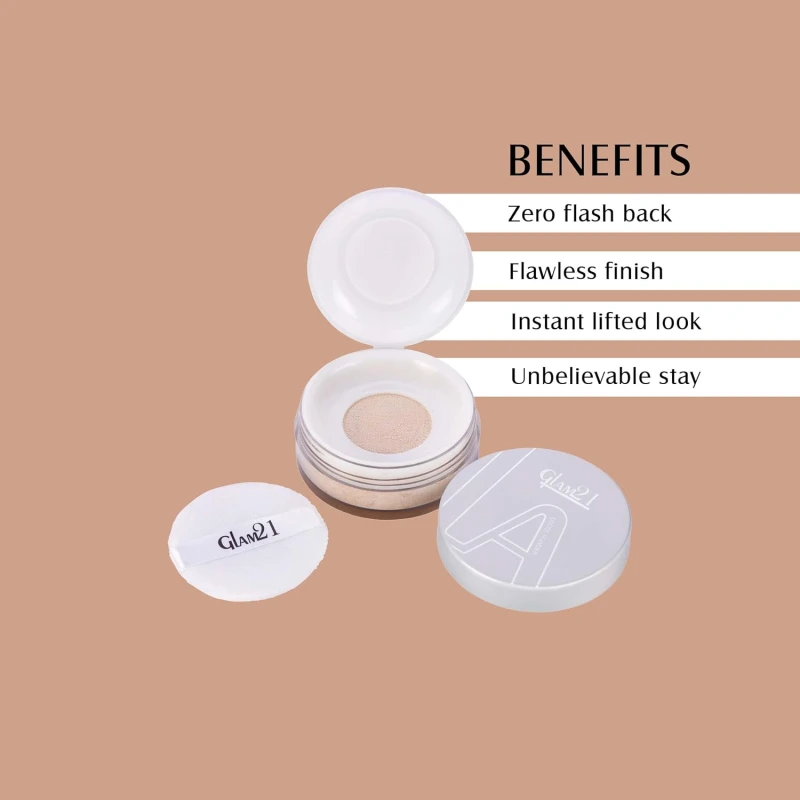 Glam21 Loose Powder/Compact Powder (PL704)| Smooth Satin Texture | Long-lasting Mate Finish| All Skin Type | 01 Light thumbnail 3