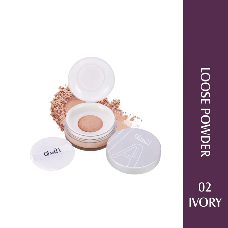 Glam21 Loose Powder/Compact Powder (PL704)| Smooth Satin Texture | Long-lasting Mate Finish| All Skin Type | 02 Ivory thumbnail 2